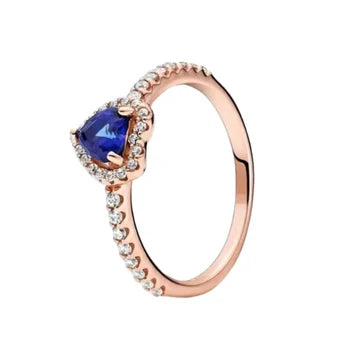 Anillo Corazon Azul Rose de plata 925