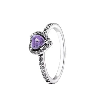 Anillo Corazon Morado de plata 925