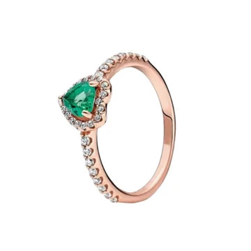 Anillo Corazon Verde Rose de plata 925