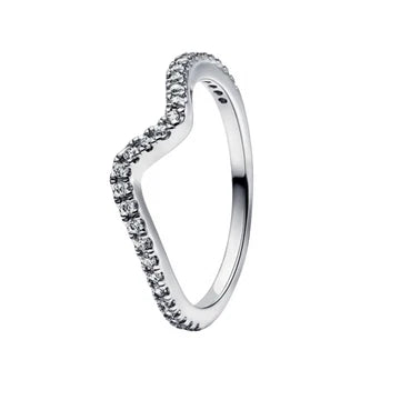 Anillo Curvo Plateado de plata 925