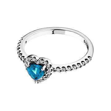 Anillo De Promesa Corazon Azul de plata 925
