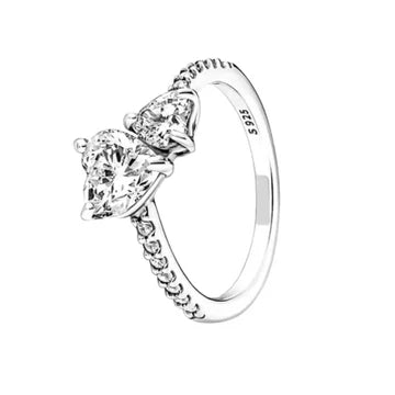 Anillo Doble Corazon de plata 925