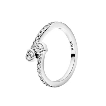 Anillo Doble Corazon Pequeno de plata 925