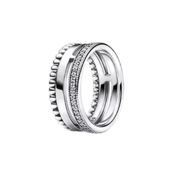 Anillo Logo Y Curvas de plata 925