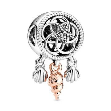 Charm Atrapasueno Concha Y Corazon de plata 925