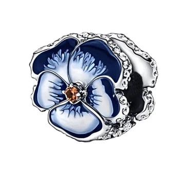 Charm Avalorio Flor Azul de plata 925