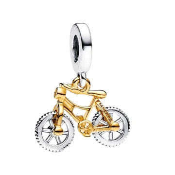 Charm Bicitleta Dorada de plata 925