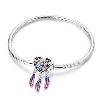 Brazalete Corazon Atrapasuenos con baño de plata