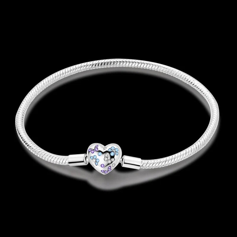 Brazalete Corazon Mariposas con baño de plata