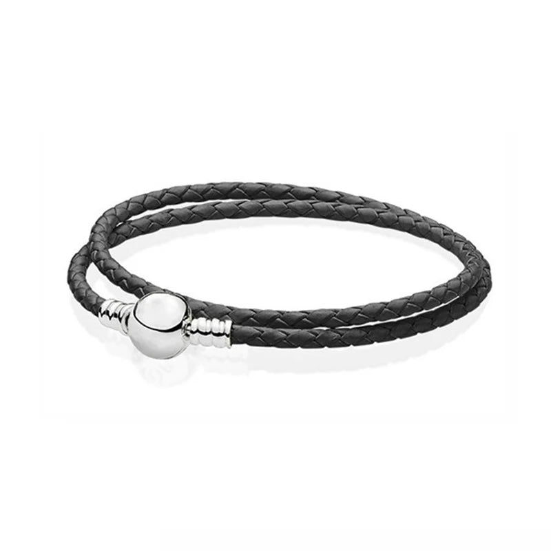 Brazalete Cuero De Star W. con baño de plata