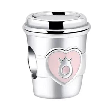 Charm Cafe Corazon Rosa de plata 925