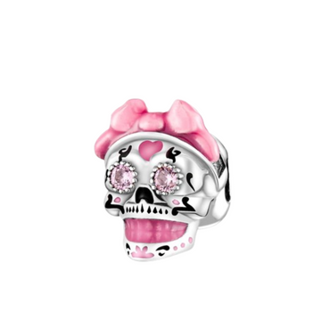 Charm Calavera Rosa de plata 925