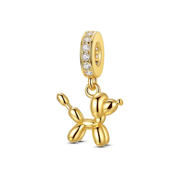 Charm Perro Globo Dorado de plata 925