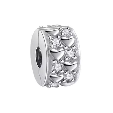 Clip Corazones Plateados de plata 925
