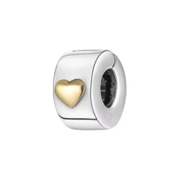 Clip Corazón Dorado de plata 925