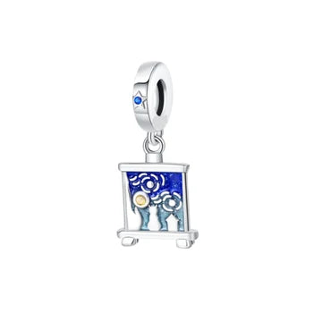 Charm Colgante Cuadro Noche Estrellada de plata 925