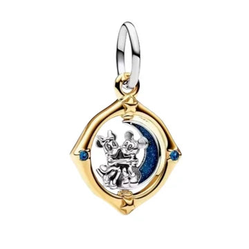 Charm Colgante Luna mickey y minnie de plata 925