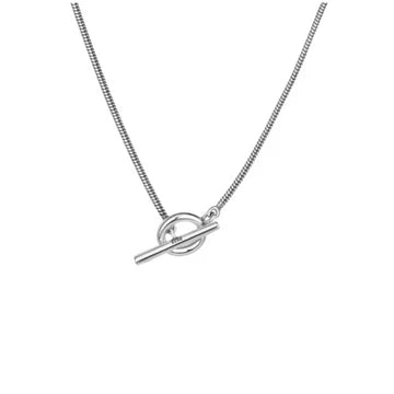 Collar Circulo Y Palo de plata 925
