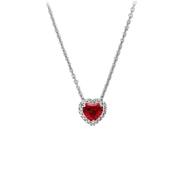 Collar Corazon Rojo Clasico de plata 925