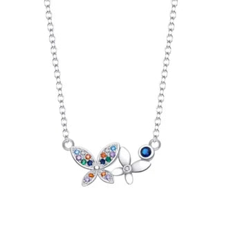 Collar Mariposa De Colores de plata 925
