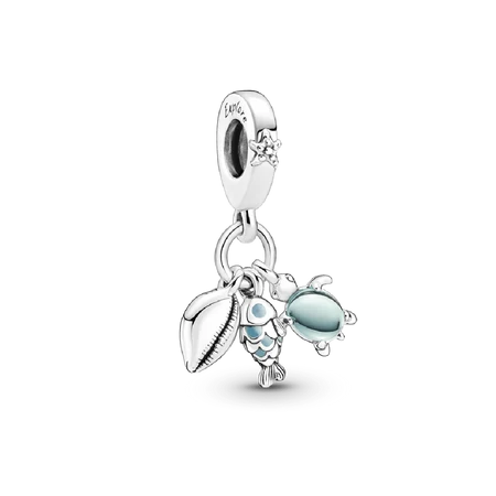 Charm Concha Pez Y tortuga colgante de plata 925