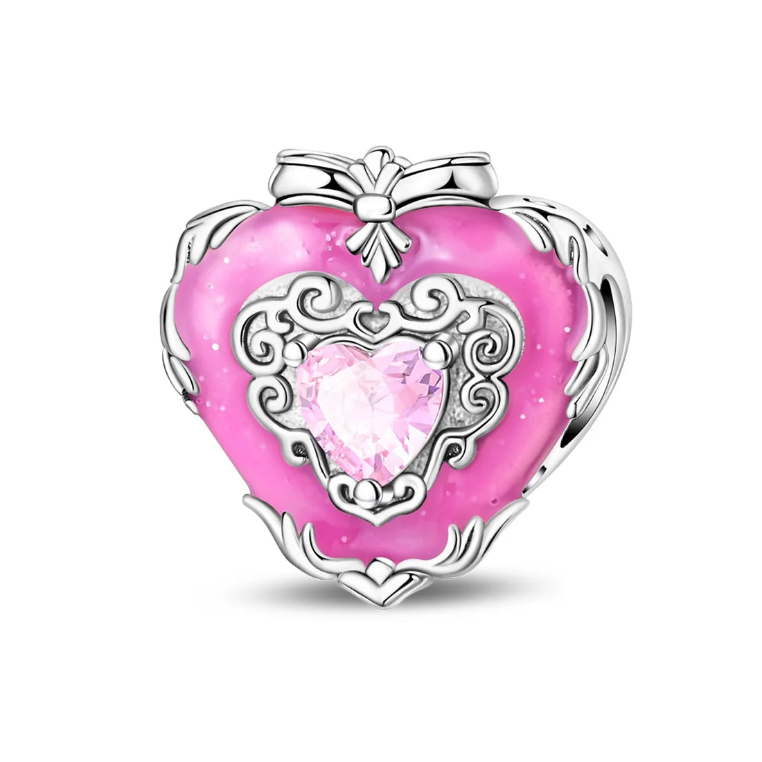 Charm Corazon Barbie Rosa de plata 925