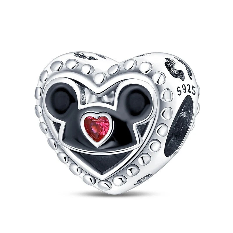 Charm Corazon De MIckey con diamante de plata 925