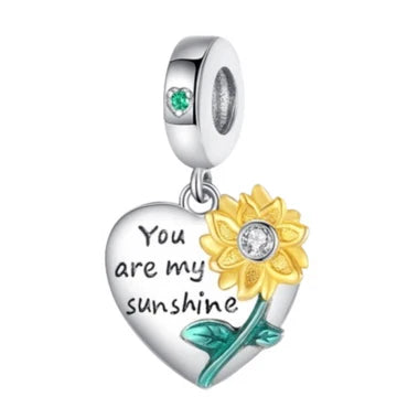 Charm Corazon Girasol de plata 925