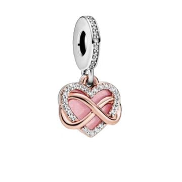 Charm Corazon Infinito Rose de plata 925