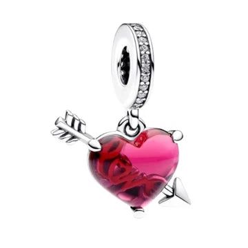 Charm Corazon LOVE flecha de plata 925