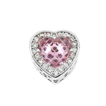 Charm Corazon Rosa Diamantes de plata 925