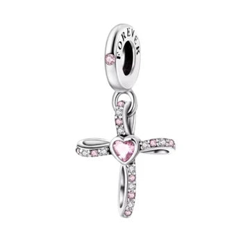 Charm Cruz Rosa de plata 925