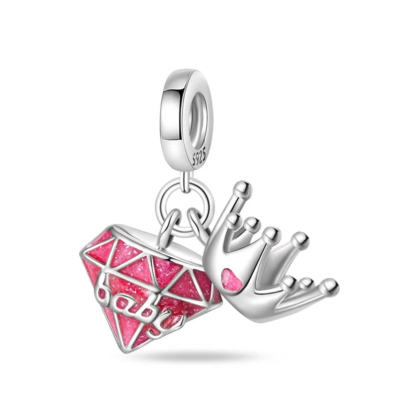 Charm Diamante Baby Y Corona de plata 925