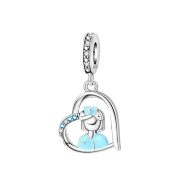 Charm Enfermera Azul de plata 925