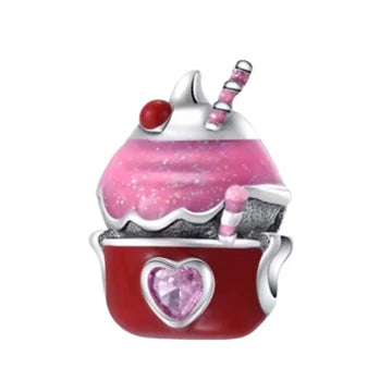 Charm Helado De Fresa de plata 925