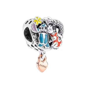 Charm Lilo Y Stich Ohana de plata 925