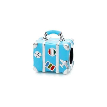 Charm Maleta Azul de plata 925