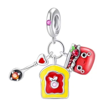 Charm Mermelada De Fresa de plata 925
