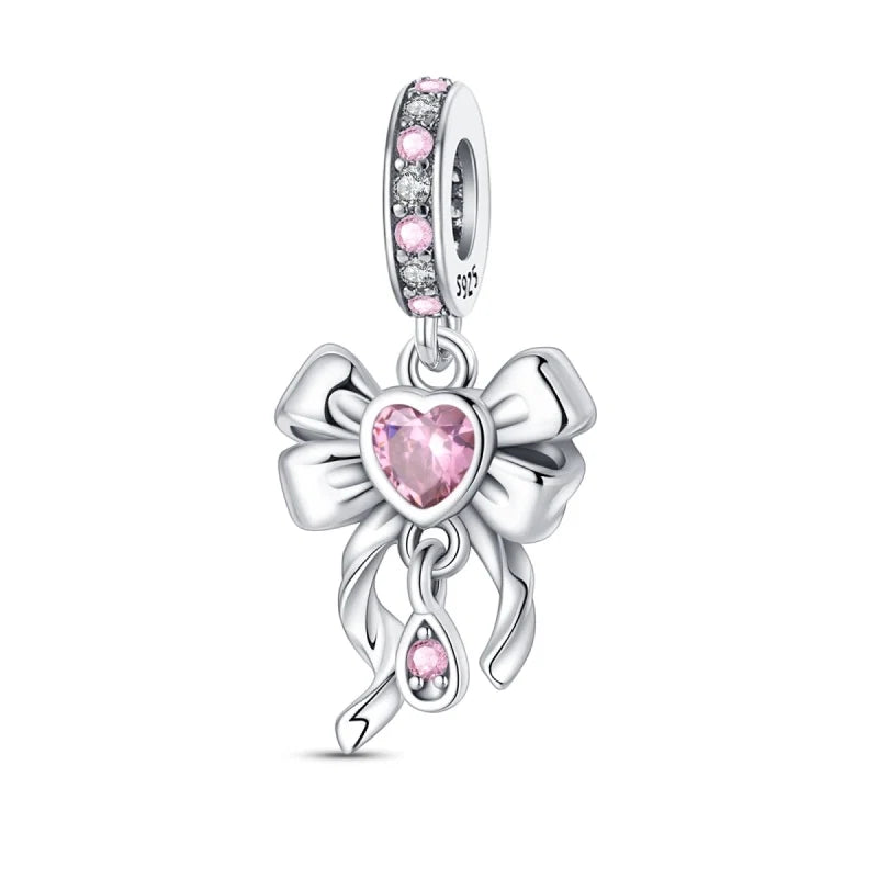 Charm Mono Y Corazon Rosa de plata 925