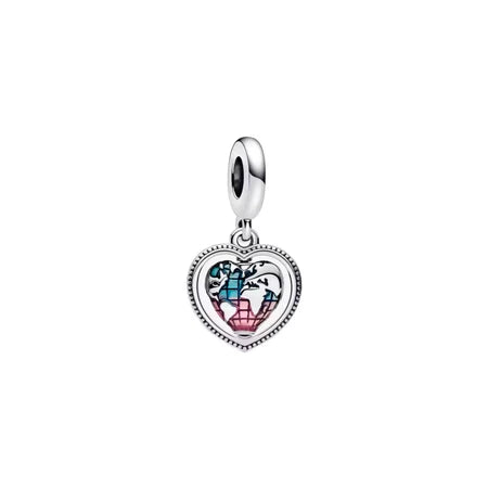 Charm Mundo en el Corazon de plata 925