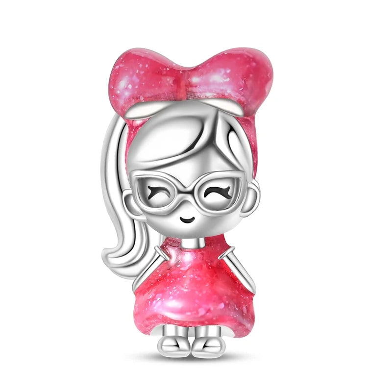 Charm Muneca Sonriente Con Mono de plata 925