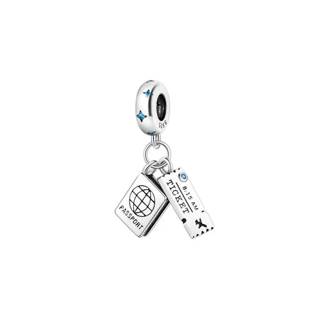 Charm Pasaporte y Ticket de plata 925