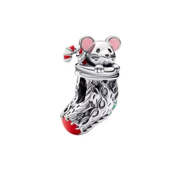 Charm Raton En Calcetin de plata 925