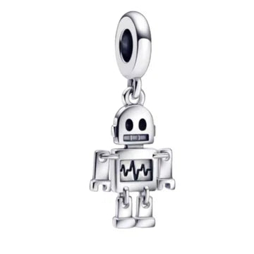 Charm Robot Movil Plata de plata 925