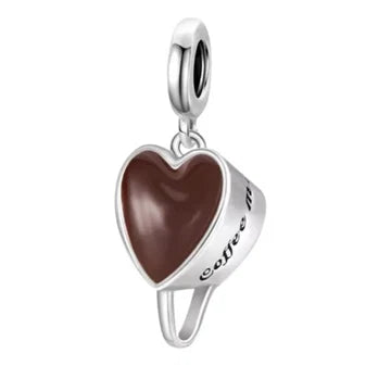 Charm Taza De Cafe Corazon de plata 925