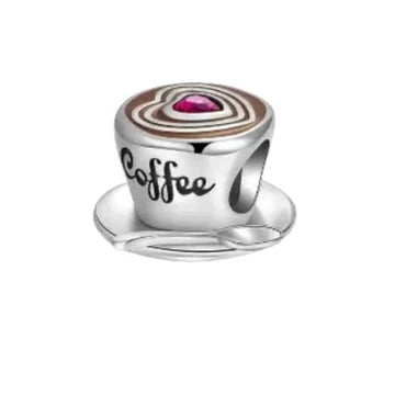 Charm Taza De Cafe Y Cuchara de plata 925