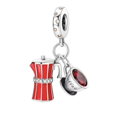 Charm Tetera Y Cafe de plata 925