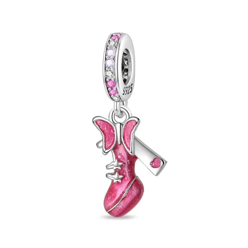 Charm Zapatilla y Mono Rosa de plata 925